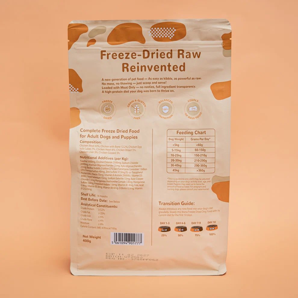 Waita Freeze Dried Complete Food for Dogs: Chicken